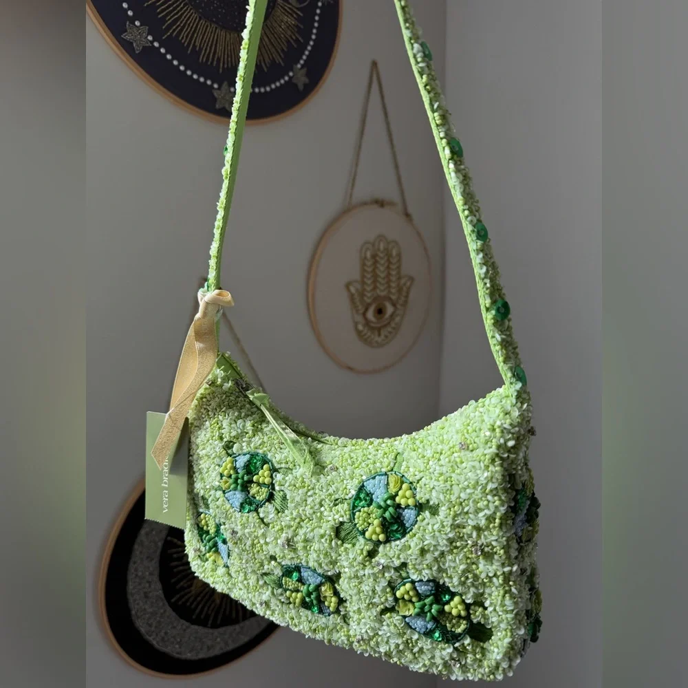 Vera Bradley Beaded Turtle Green mini Roxbury Shoulder Bag